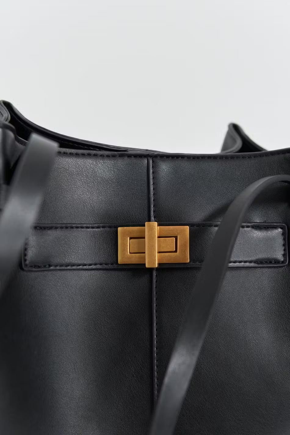 Long strap pu bag - Noir Dorée