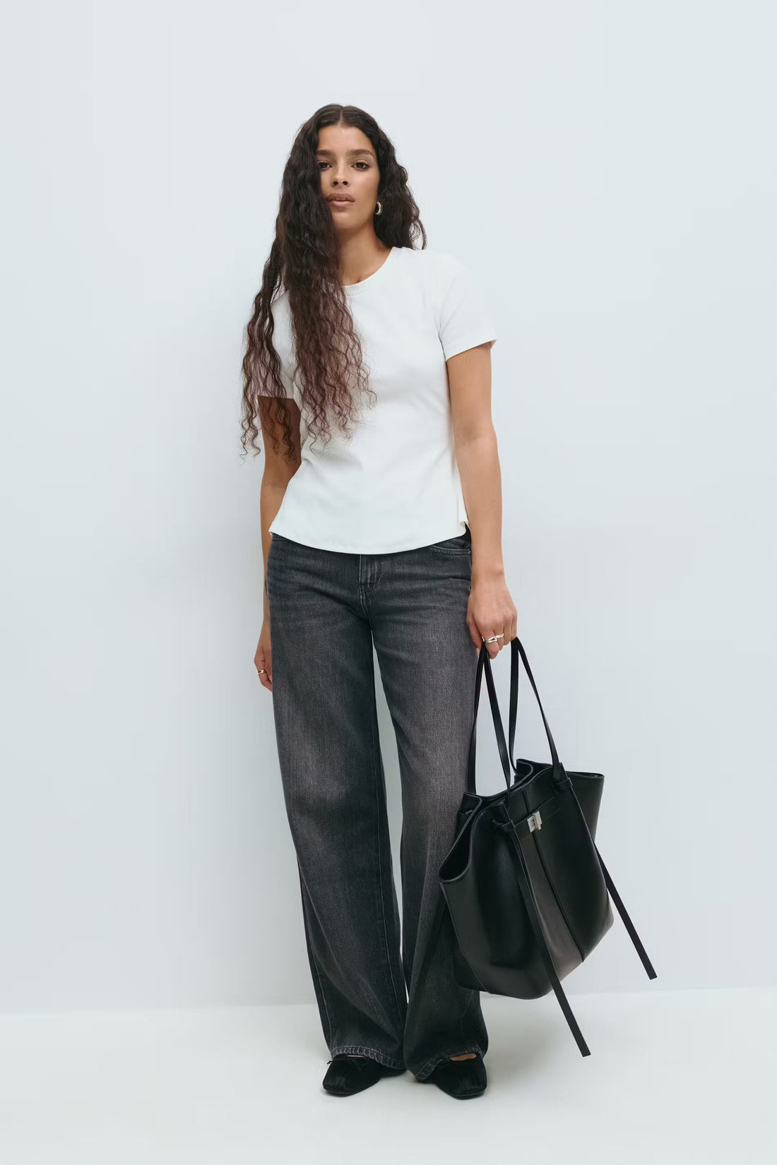 Long strap pu bag - Noir Argent