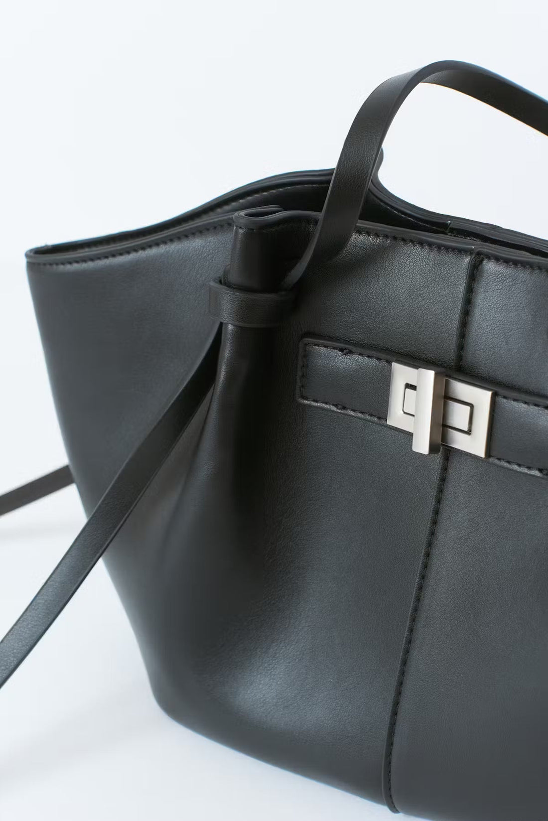 Midi long strap bag - Noir Argent