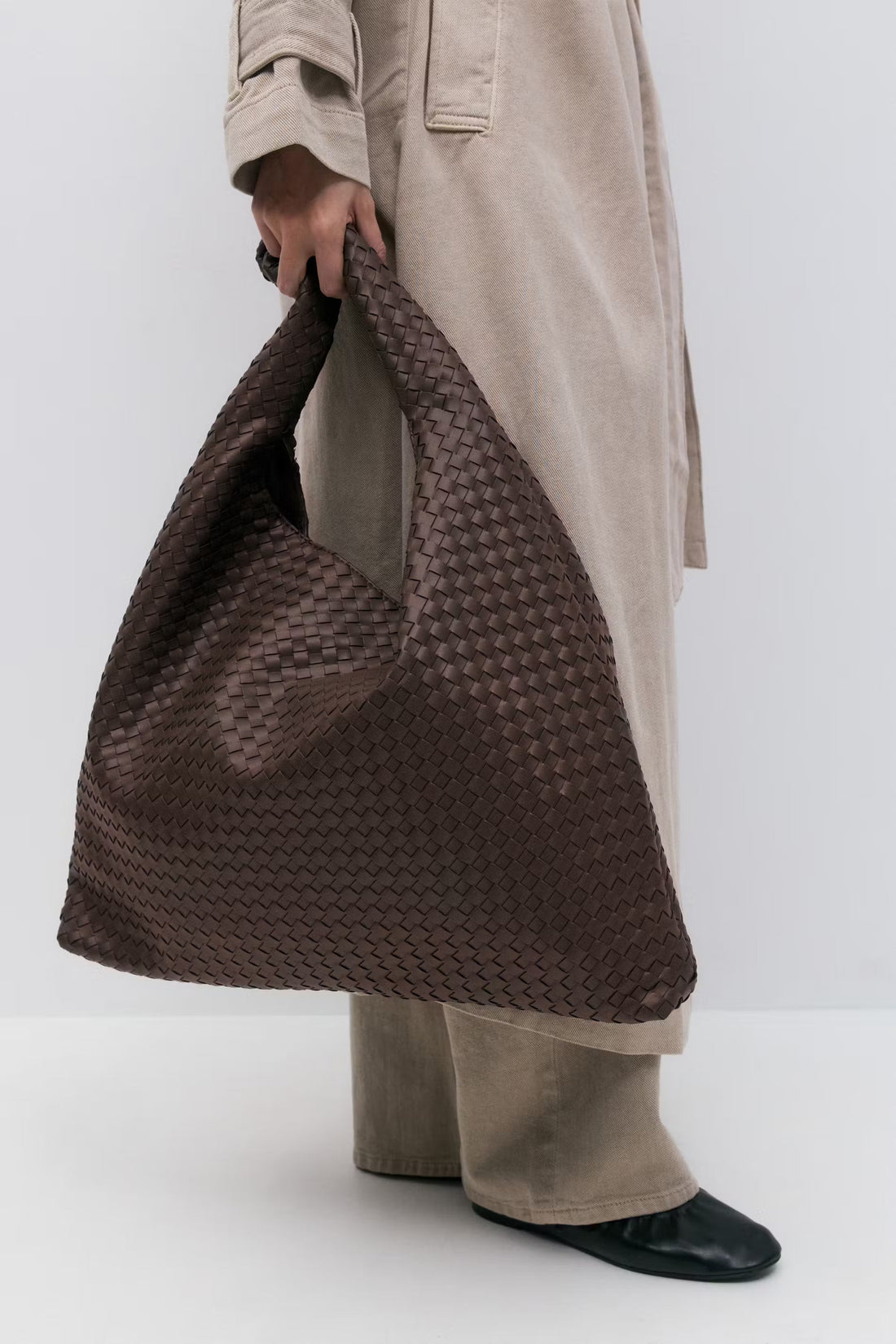 Braided large bag - Marron foncé